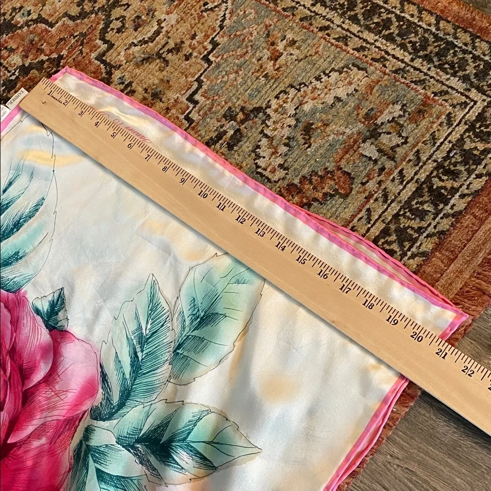 Tanner Floral Pink Rose Silk Scarf - 75th Anniversary 65”